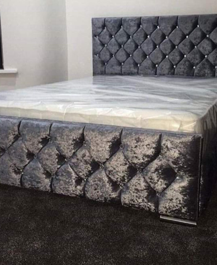 King Monoco Crushed Velvet Bed