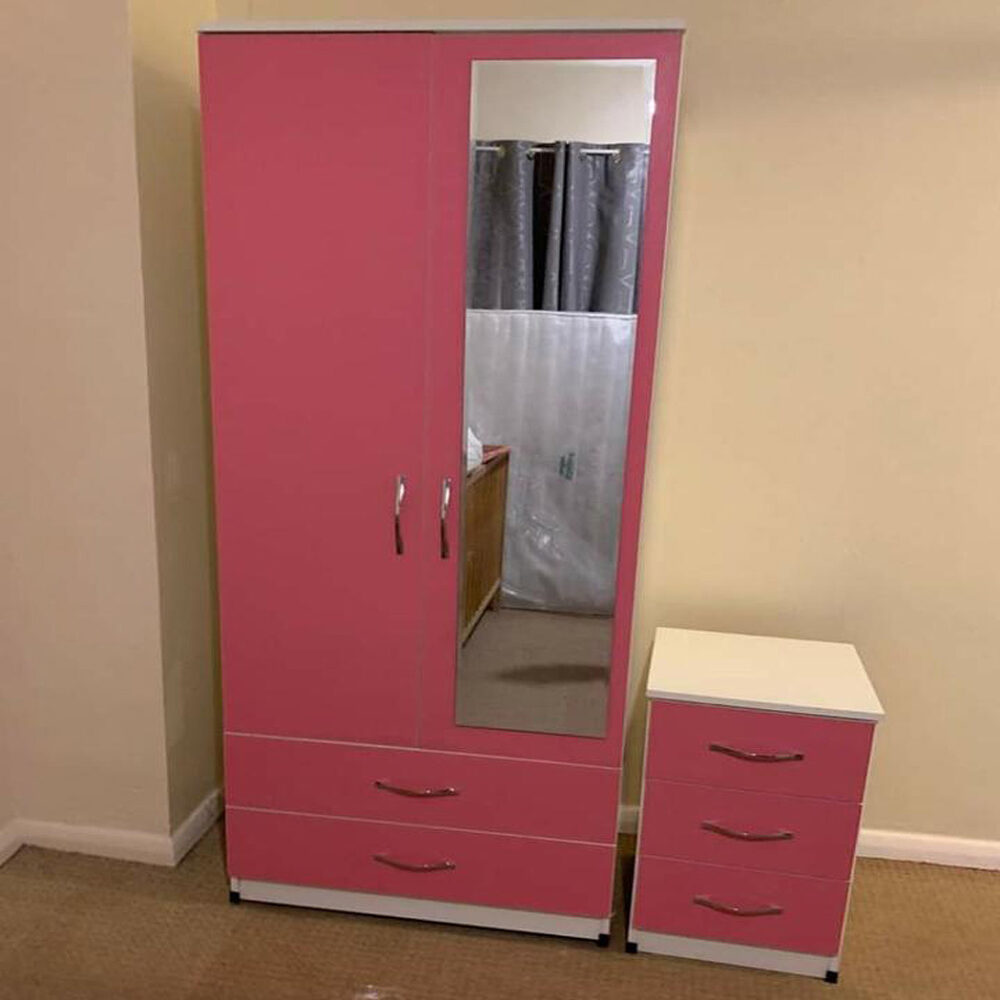 Pink Wooden Kids Wardrobe